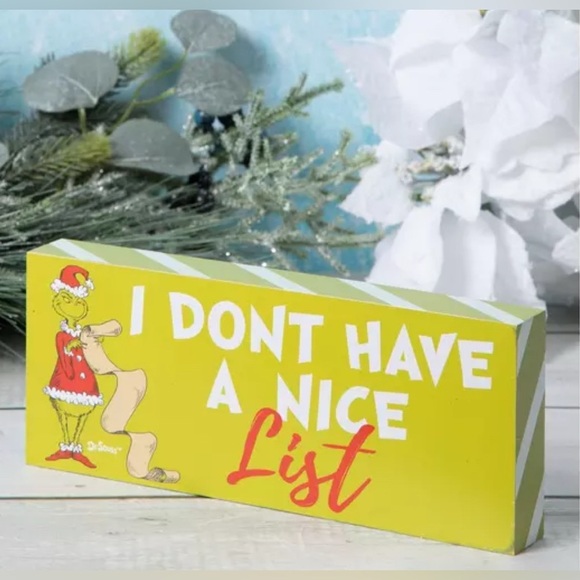 Don't Have A Nice List Grinch Wood Wall Decor - Picture 1 of 3